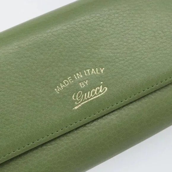 GUCCI Flora Continental Wallet Leather Green Wallets